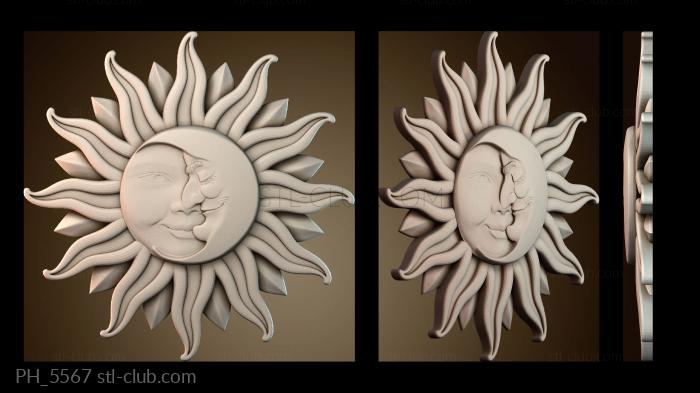 Панно художественные Sun and crescent moon pattern