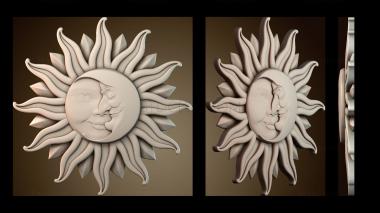 3D model Sun and crescent moon pattern (STL)