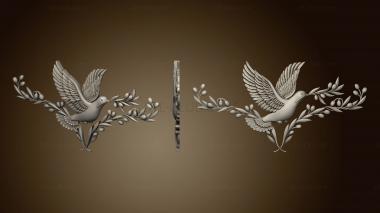 3D model Pigeon with olive branch (STL)