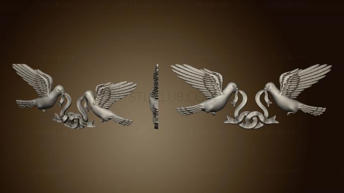 3D model Two pigeons with a ribbon in their beak (STL)