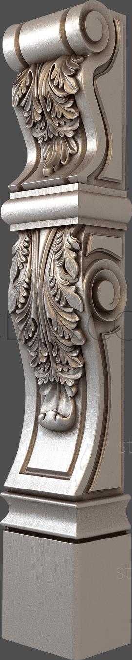 3D model 3d stl model of a decorative half-column (STL)