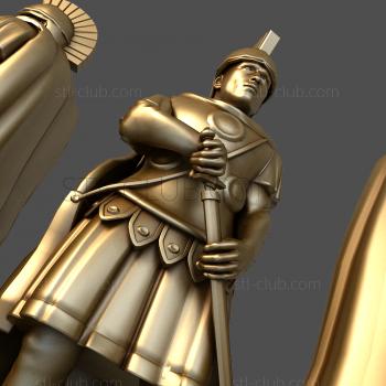 3D model Chess pieces Rome-Soldiers with gladiuses (STL)