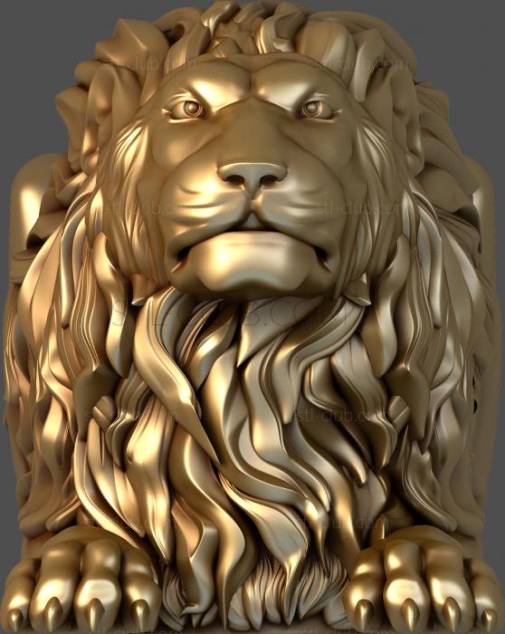 3d stl model of lion figurine, file for cnc