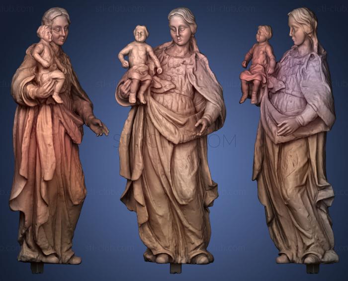 3D model Baroque sculpture of Madonna with Child (STL)