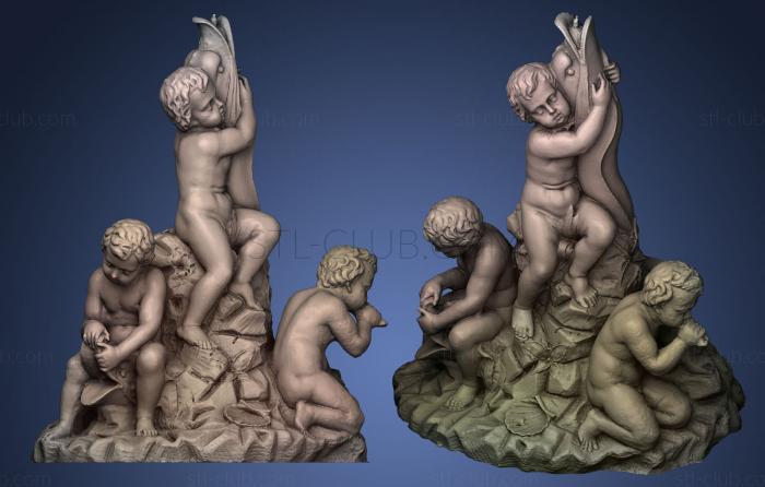 3D model Children playing with a dolphin (STL)