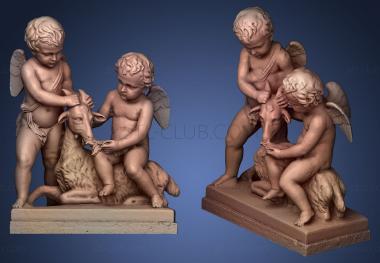 3D model Cupids playing with a goat (STL)