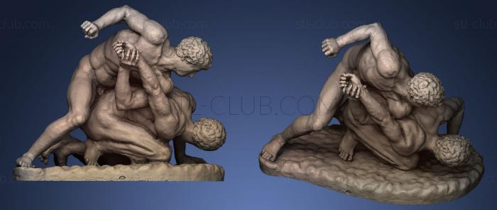 3D model Two wrestlers in combat repost (STL)