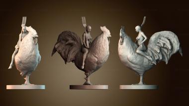 3D model Woman sitting on a rooster at Plaza vieja, Havana Cuba (STL)
