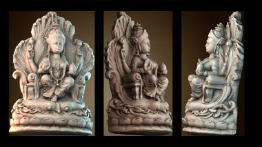 3D model Lakshmi on a lotus throne (STL)