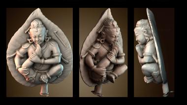 3D модель Кришна как божественный ребенок на баньяновом листе (STL)