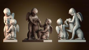 3D model Cupids playing with a dog (STL)