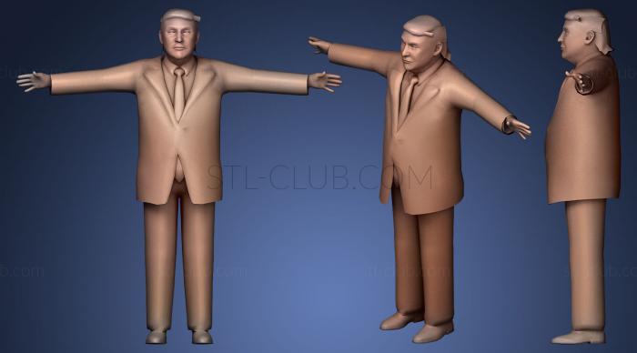 Donald Trump not rigged low poly 3D model