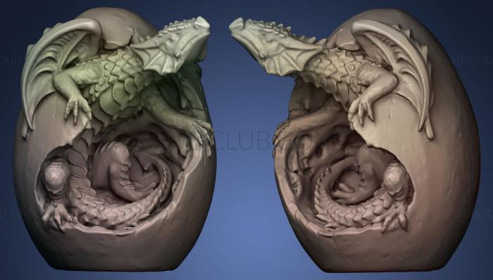 3D модель Желтый дракон в яйце (STL)