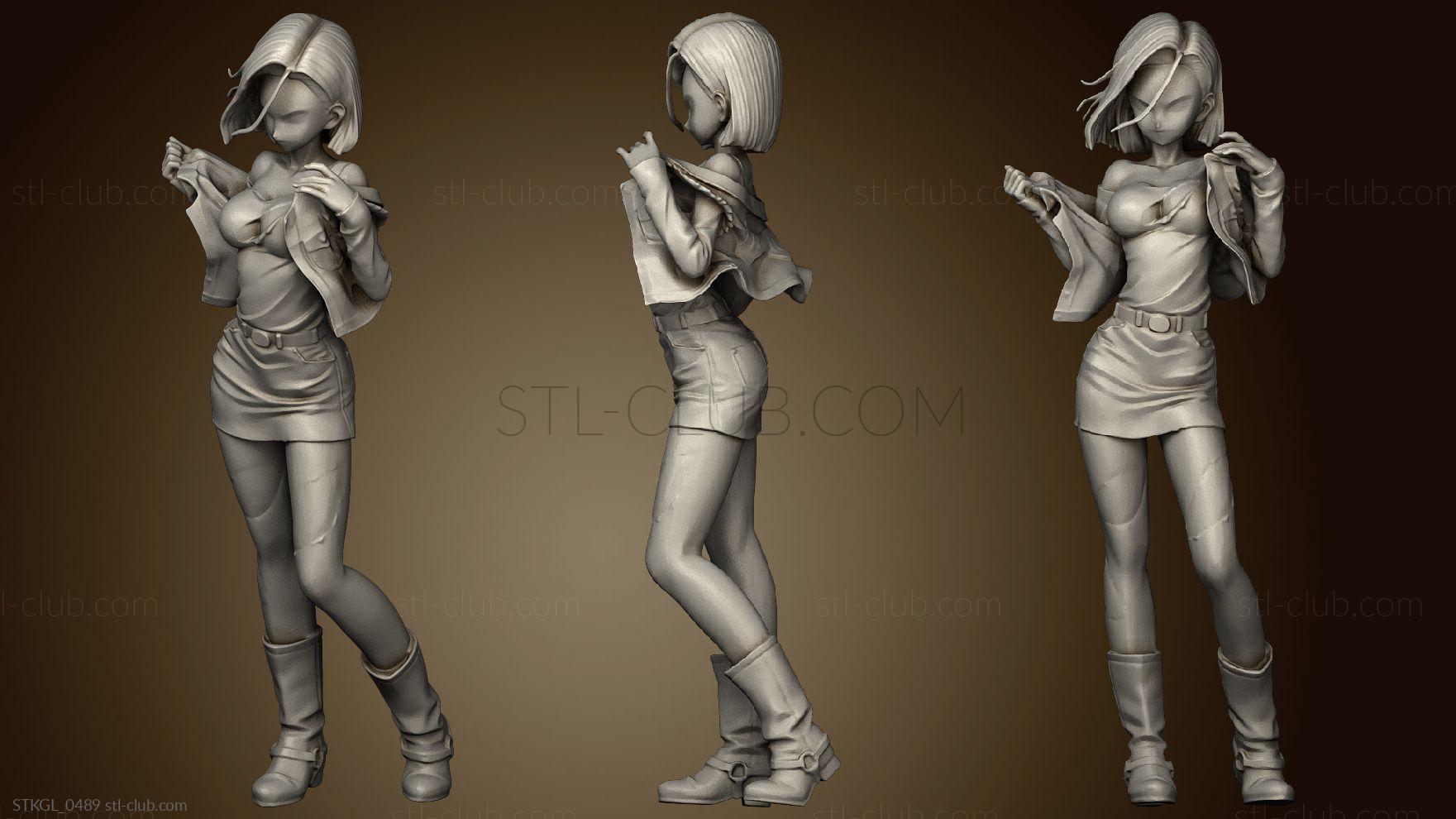 Android 18, Статуэтки девушки 3D модель для ЧПУ: STL / MAX (obj)