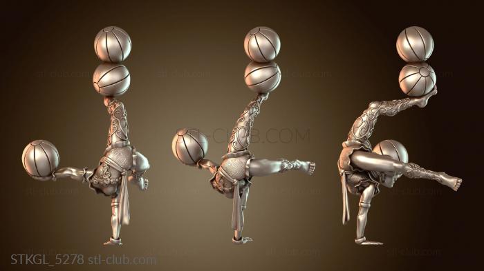 Статуэтки девушки Трюк с мячом акробата эльфа