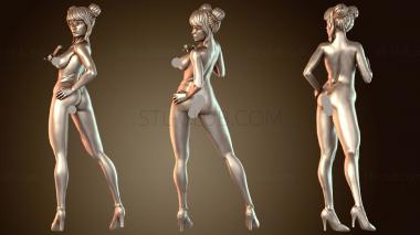 3D модель Китайская девушка в платье обнаженная открытая (STL)