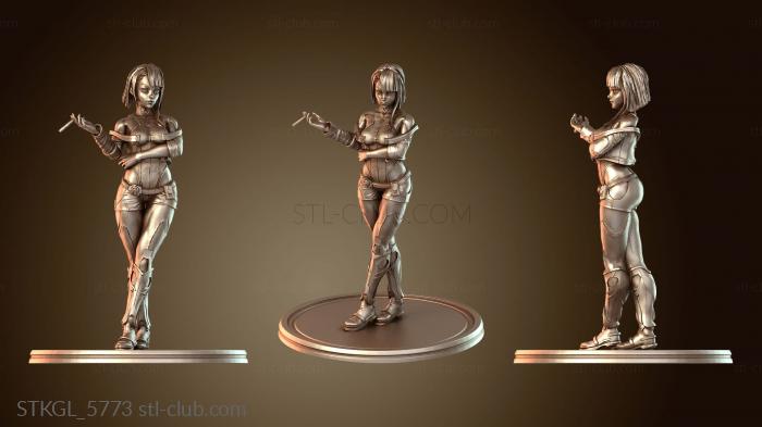 Статуэтки девушки Киберпанк-хакер стоит