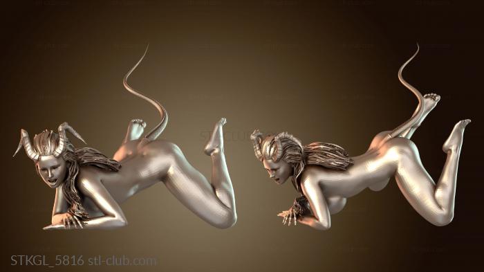 Статуэтки девушки Девочка-дьявол, злая мышь