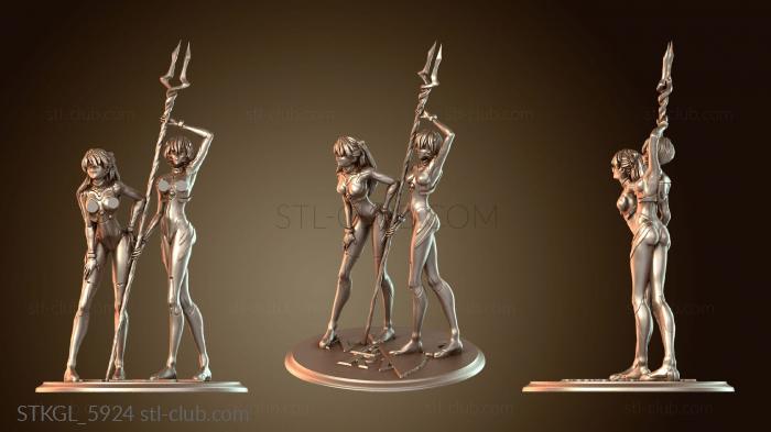 Статуэтки девушки Евангелион Аска и Рей