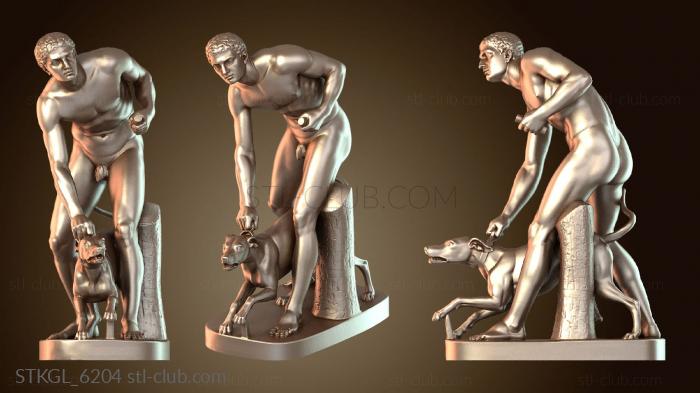 Статуэтки девушки Охотник и верный пес