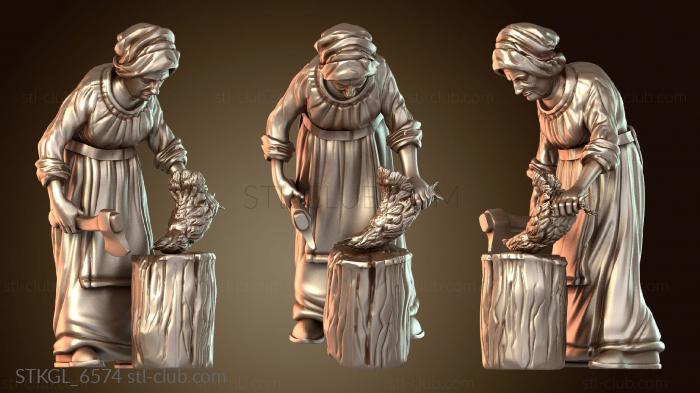 Статуэтки девушки Курица в средневековой деревне, вариант L