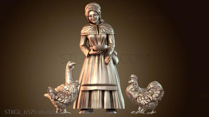 Статуэтки девушки Курица в средневековой деревне, вариант S