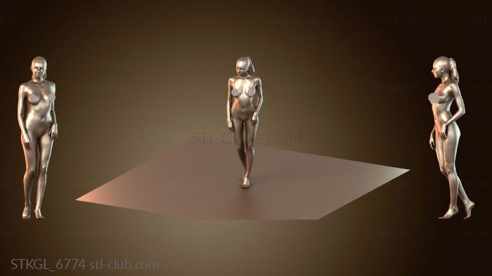 Голая женщина, идущая направо