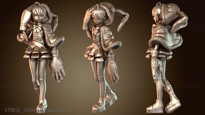 Статуэтки девушки Девушка в толстовке с кроликом идёт