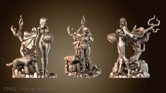 Статуэтки девушки Красный Колпак Вооружён