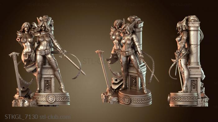 Статуэтки девушки Рыжая Соня и Анджела Марвел