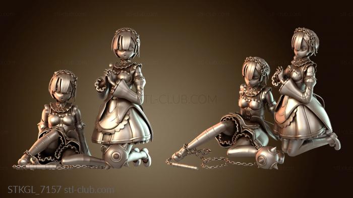 Статуэтки девушки Re:Zero Rem и Ram Hair Combo