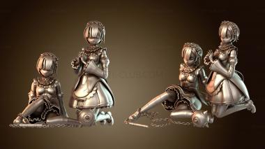 3D модель Re:Zero Rem и Ram Hair Combo (STL)