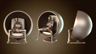 3D модель Сексуальная обнаженная девушка сидит в кресле (STL)