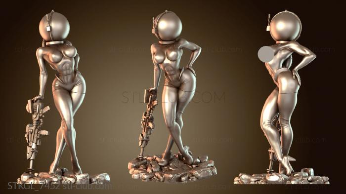 Статуэтки девушки Бронированный костюм космической девушки