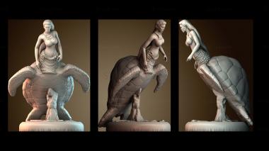 3D модель Женщина Изабелла Русалка Морская Черепаха Кентавр (STL)