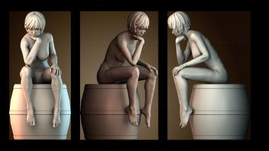 3D модель Девушка сидит на бочке (STL)