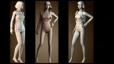3D модель Девушка в толстовке с капюшоном (STL)