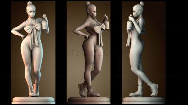 3D модель Девушка и бутылка вина (STL)