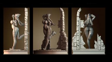 3D модель Женщина волшебница и волшебная палочка (STL)