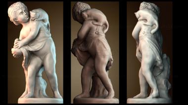 3D модель Девочка защищает гнездо от кота (STL)