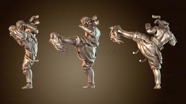 3D модель Энергичный удар ногой мастера огненного стиля кунг-фу (STL)