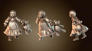 3D модель Деревенская жительница – Маленькая девочка с игрушкой (STL)