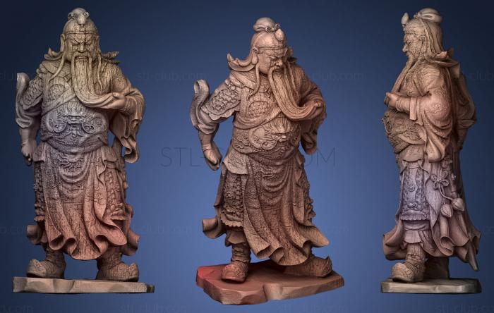 Guan Yu dilapidated wood sculpture