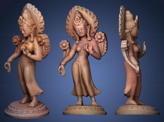 3D model Hindu goddess statue standing wooden (STL)