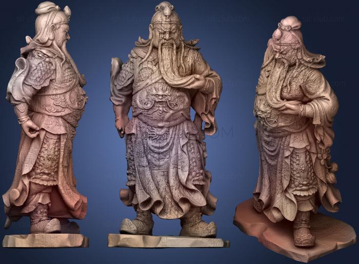 Guan Yu dilapidated wood sculpture