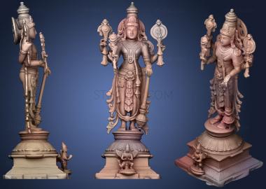 3D model Vishnu The Preserver With Garuda (Eagle)   Chola Bronze Style (STL)