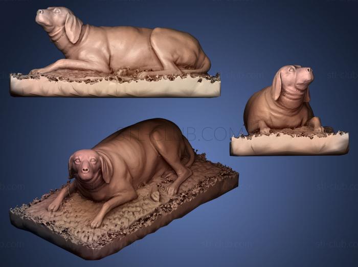 3D мадэль Собака -скульптурное надгробие. (STL)