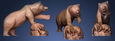 3D модель Деревянная статуя медведя и овцы (STL)