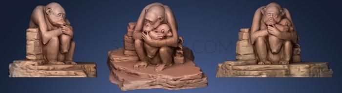 3D модель Песчаная скульптура шимпанзе (STL)