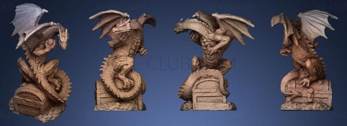 3D мадэль Дракон на его сундуке с сокровищами (STL)